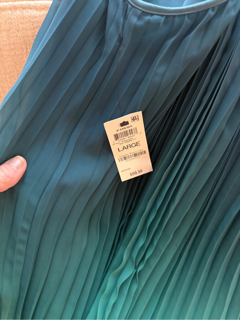 Bar III Ombre Pleated Maxi Dress in Navy to Teal - Picture 3 of 4